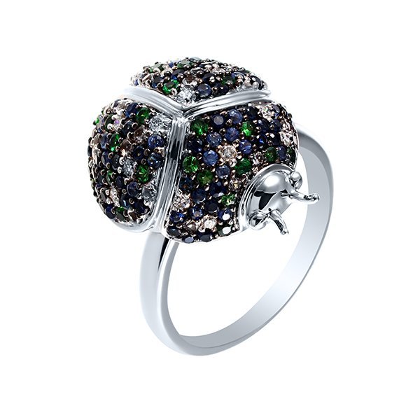 Кольцо из белого золота с бриллиантом и рубином (Арт.rr11859_ru_sm_bt_tv_wg)