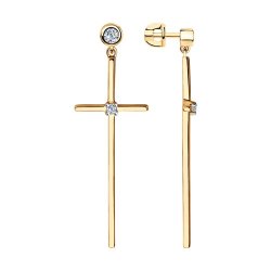 Серьги из золочёного серебра с фианитами (Арт.93020951)