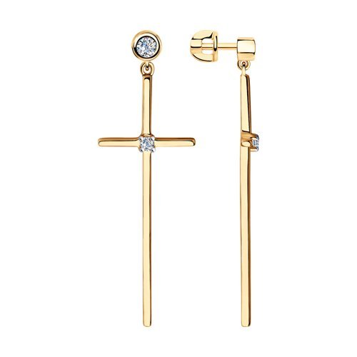 Серьги из золочёного серебра с фианитами (Арт.93020951)