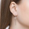 Серьги из золочёного серебра с фианитами «Тонкий Крест» Соколов (арт.9302)