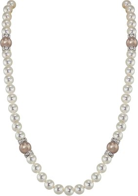 Ожерелье из серебра с жемчугом и куб. цирконием (Арт.102l-sr5-1-9)