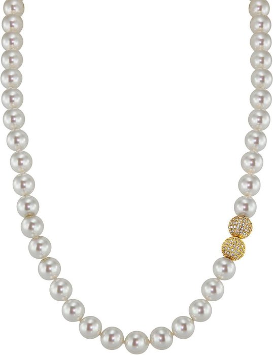 Ожерелье из серебра с жемчугом и куб. цирконием (Арт.32l-gk-1)