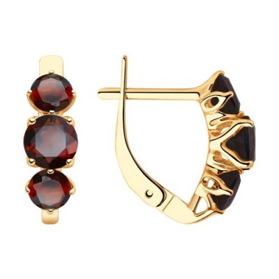 Серьги золотые пробы 585 с гранатом (Арт.51-320-00293-2)
