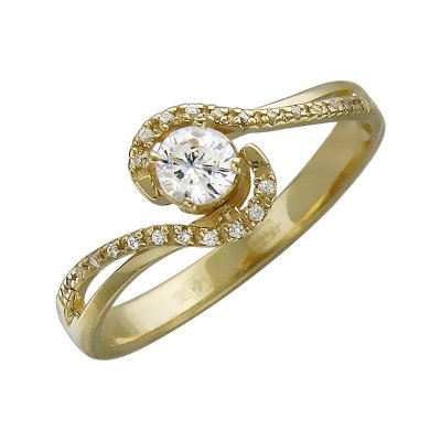 Кольцо золотое с фианитом «Вихрь сияния» Estet (арт.01К115752)