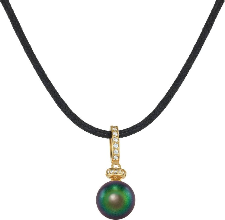 Кулон из серебра с жемчугом и кристаллом swarovski (Арт.abp-2-10-25-g)