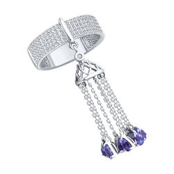 Кольцо из белого золота с бриллиантами и танзанитами (Арт.6014378-3) Кольцо из белого золота с бриллиантами и танзанитами (Арт.6014378-3)