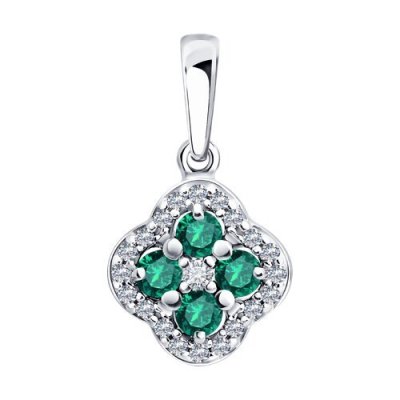 Подвеска из серебра с изумрудами и фианитами (Арт.63030000)
