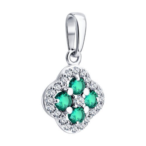 Подвеска из серебра с изумрудами и фианитами (Арт.63030000)