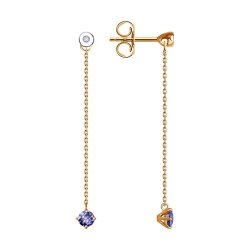 Серьги из золота с бриллиантами и танзанитами (Арт.6024289)