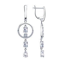 Серьги из серебра с фианитами (Арт.94023403)