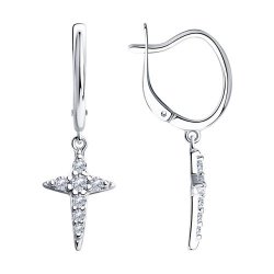 Серьги из серебра с фианитами (Арт.94024837)