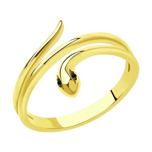 Кольцо из желтого золота с черными облагороженными бриллиантами (Арт.7010068-2)
