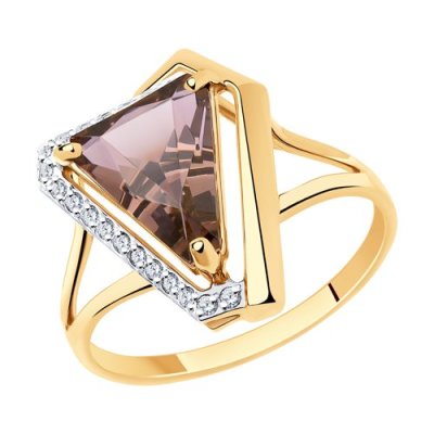 Кольцо золотое с ситаллом и фианитами «Город Света» Соколов (арт.716039)