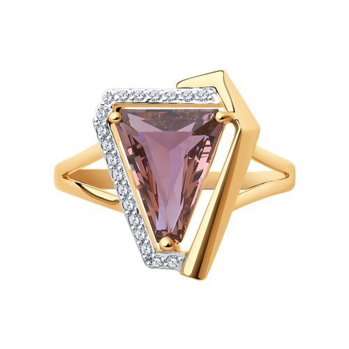 Кольцо золотое с ситаллом и фианитами «Город Света» Соколов (арт.716039)