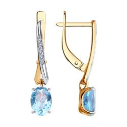 Серьги золотые пробы 585 с топазом (Арт.72-00034)