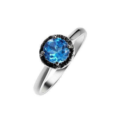 Кольцо из серебра с топазом (Арт.cz-r00923-x-wb-lb-x-b)