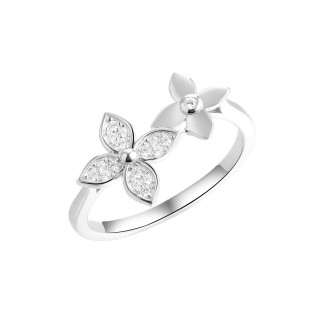 Кольцо серебряное с фианитами «Lace Blossom» Fresh Jewelry (арт.CZ-R04037-X-W-X-X-W)