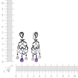 Серьги из белого золота с бриллиантами и сапфирами «Черный вальс» Myjewels (арт.AASE3190-21_SR_BSA_MC_WG)