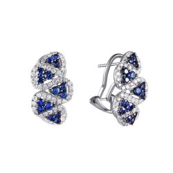 Серьги из белого золота с бриллиантом и сапфиром (Арт.e28582c_sr_sa_wg)