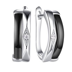 Серьги из серебра с керамикой и фианитом (Арт.tc-e01037-b-w-x-x-w)
