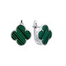 Серьги серебряные с малахитом «Lucky Clover» Fresh Jewelry (арт.TC-E02029-X-W-Mal-X-X)