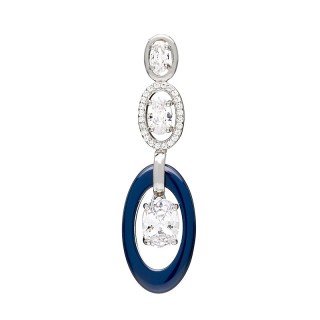 Кулон серебряный с керамикой, кварцем и фианитами «Midnight Shine» Fresh Jewelry (арт.TC-P00069-Вl-W-W-X-W)