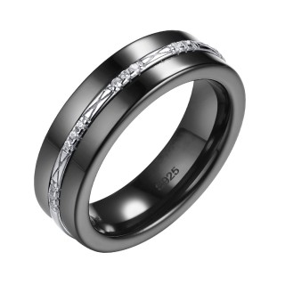 Кольцо серебро с керамикой и фианитами «Ceramic Line» Fresh Jewelry (арт.TC-R00582-B-W-X-X-W)