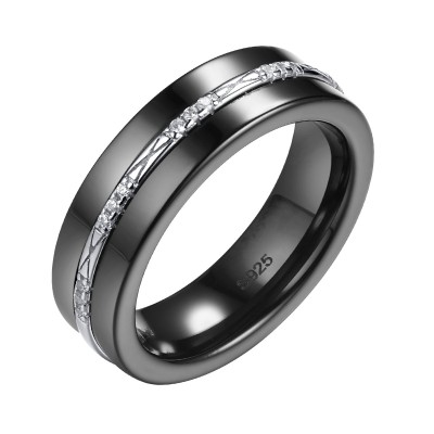 Кольцо серебро с керамикой и фианитами «Ceramic Line» Fresh Jewelry (арт.TC-R00582-B-W-X-X-W)