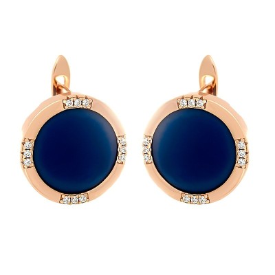 Серьги серебряные с керамикой и кубическим цирконием «Midnight Ceramic» Fresh Jewelry (арт.TM-E00378-Вl-G-X-X-W)