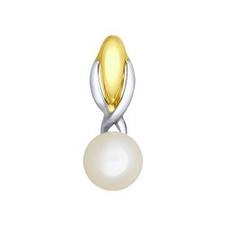 Подвеска золотая пробы 585 с жемчугом (Арт.793032-2)