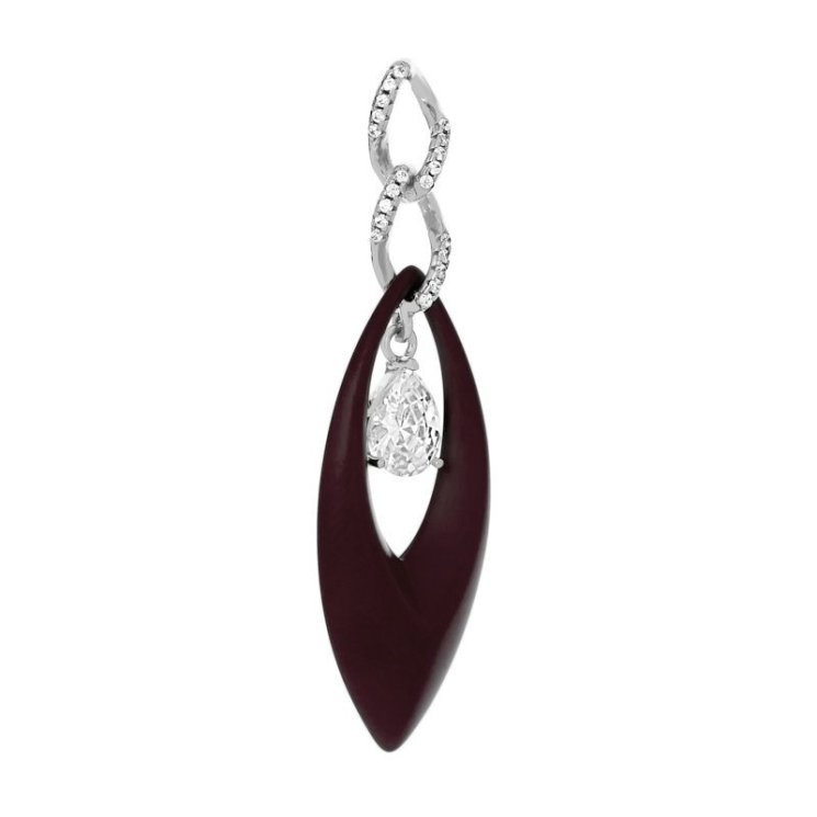 Кулон из серебра с керамикой и куб. цирконием (Арт.tm-p00874-br-w-w-x-w)