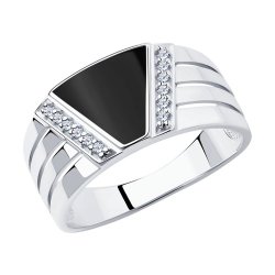 Кольцо из серебра с эмалью с фианитами (Арт.94012005)