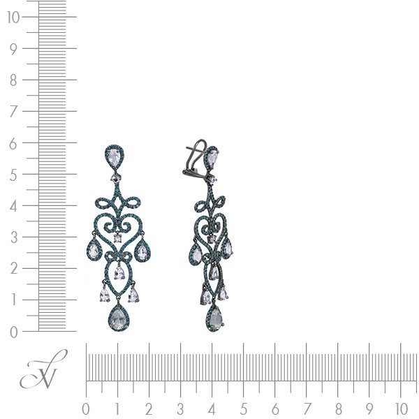 Серьги из белого золота с бриллиантом и празиолитом (Арт.me31364a-abl-gam_sr_dl_ga_wg)