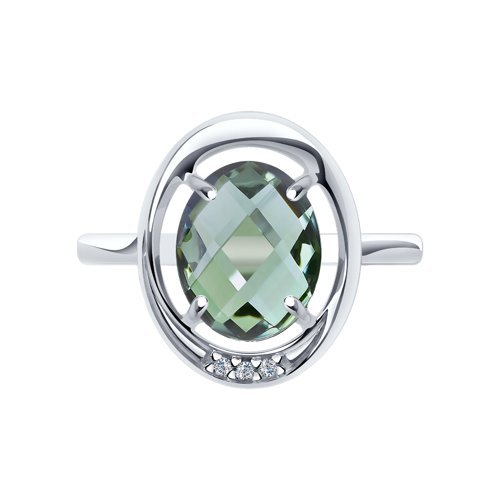 Кольцо из серебра с кварцем и фианитами (Арт.92011799)