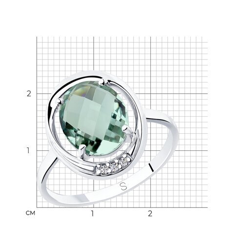 Кольцо из серебра с кварцем и фианитами (Арт.92011799)