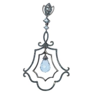 Кулон с бриллиантами и топазом «Хрустальный Вензель» из золота, MyJewels (арт.MP51857-ABL-LNBT1_PD_DL_BT_002_BLK)
