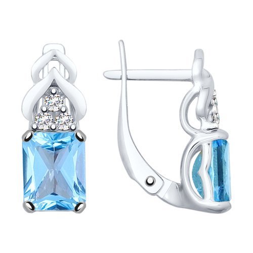 Серьги из серебра с топазами и фианитами (Арт.92021649)