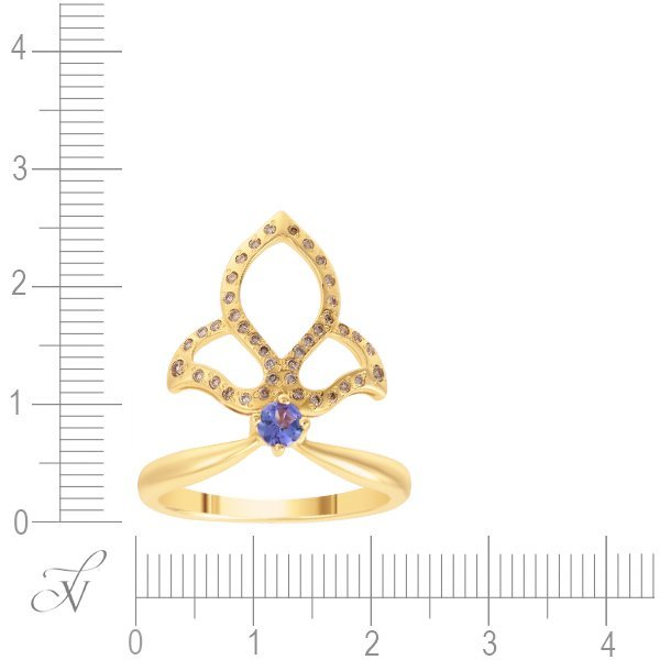 Кольцо из золота с бриллиантом и танзанитом (Арт.r0038_ygdntz_ko_dn_ta_yg)