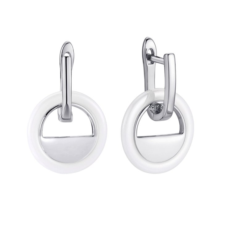 Серьги из серебра с керамикой (Арт.tc-e01563-w-w-x-x-x)