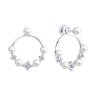 Серьги из серебра с синтетическим жемчугом и фианитами (Арт.94026990)
