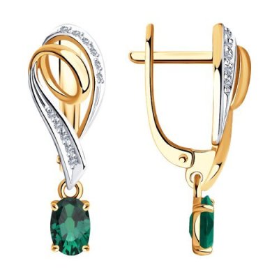 Серьги золото с бриллиантами и изумрудами «Изумрудный Вальс» SOKOLOV (арт.3020455)