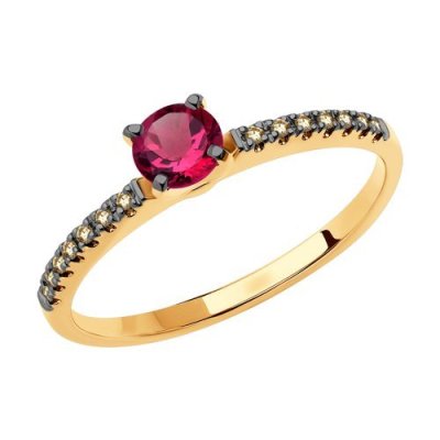 Кольцо из золота с бриллиантами и рубином (Арт.4010666)