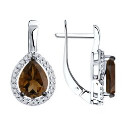 Серьги из серебра с раухтопазами и фианитами (Арт.94-320-02047-2)