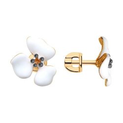 Серьги из золочёного серебра с эмалью (Арт.93021174)