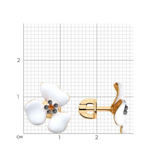 Серьги из золочёного серебра с эмалью (Арт.93021174)
