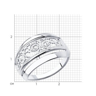 Кольцо из серебра с узорной вставкой «Ажурный Вихрь» Соколов (арт.94-110-00655-1)