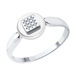 Кольцо из серебра с керамической вставкой и фианитами (Арт.94-110-01265-2)