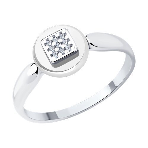Кольцо из серебра с керамической вставкой и фианитами (Арт.94-110-01265-2)