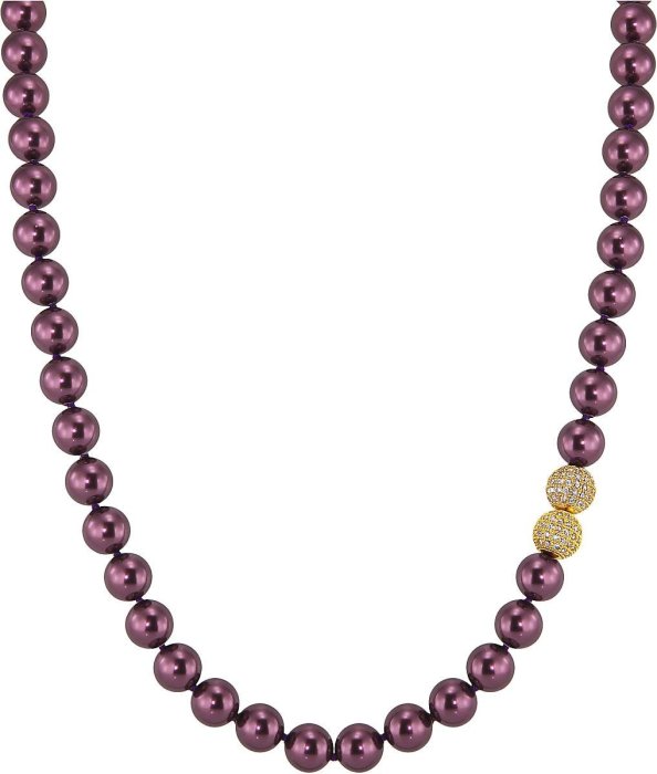 Ожерелье из серебра с жемчугом и куб. цирконием (Арт.32l-gk-18)