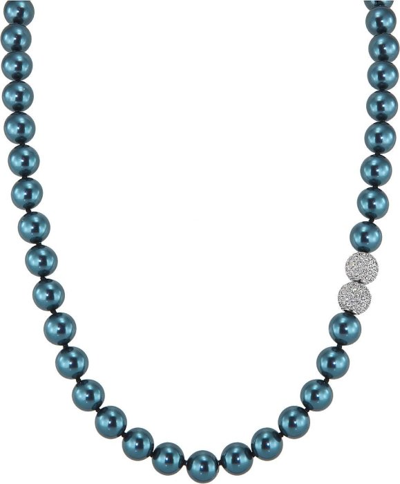 Ожерелье из серебра с жемчугом и куб. цирконием (Арт.5l-sk-24)